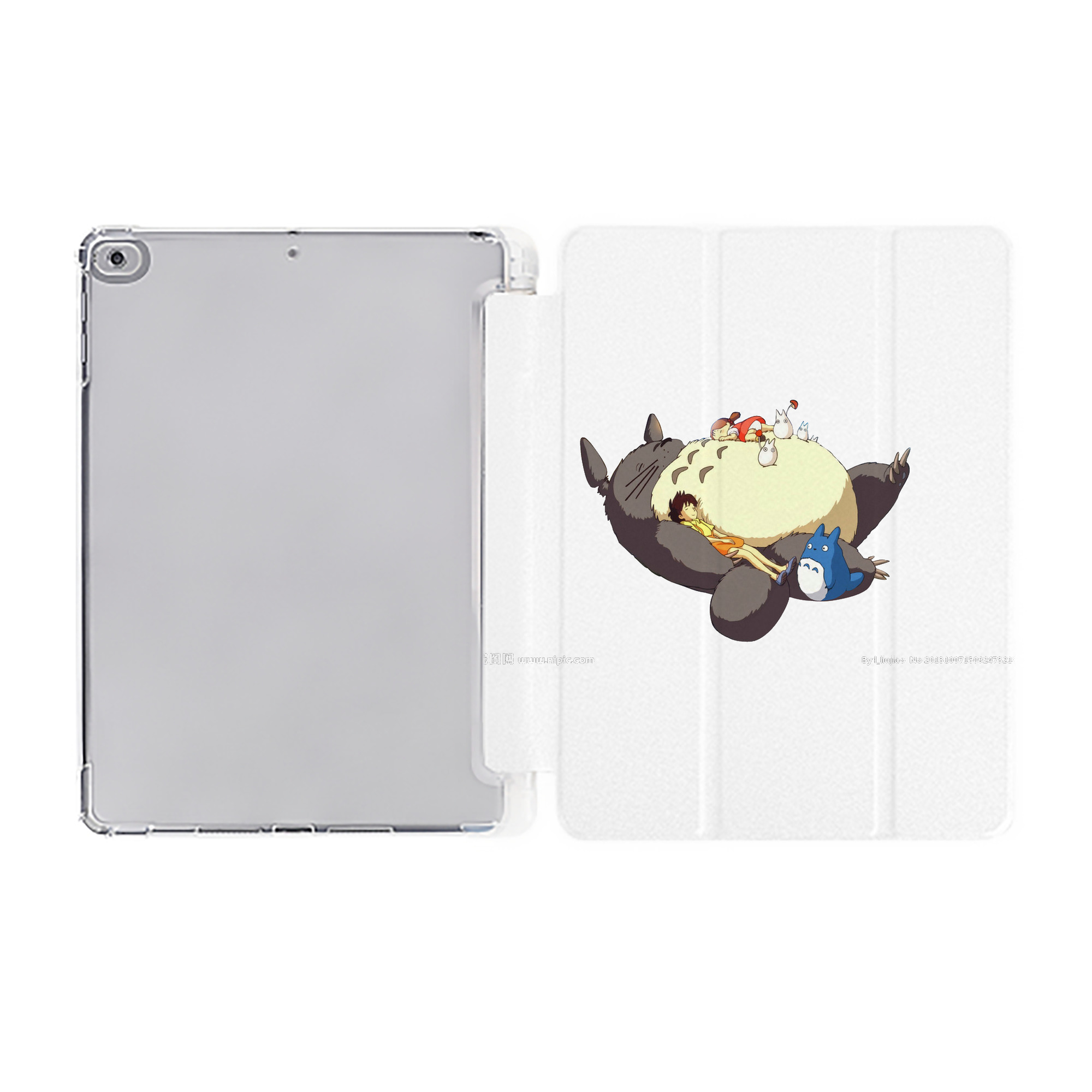 （画像用） となりのトトロ 草壁メイ 草壁サツキ My Neighbor Totoro Satsuki Kusakabe Mei Kusakabe IPad ケース ペン収納付き 三つ折りスタンド PUレザー×シリコン 対応機種9.5/10.5/10.9インチ